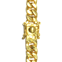矩形Bar Figaro實心項鍊（24K）鎖特寫- Popular Jewelry - 紐約