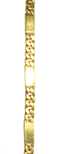 Rectangular Bar Figaro Solid Necklace (24K) link close-up - Popular Jewelry - New York