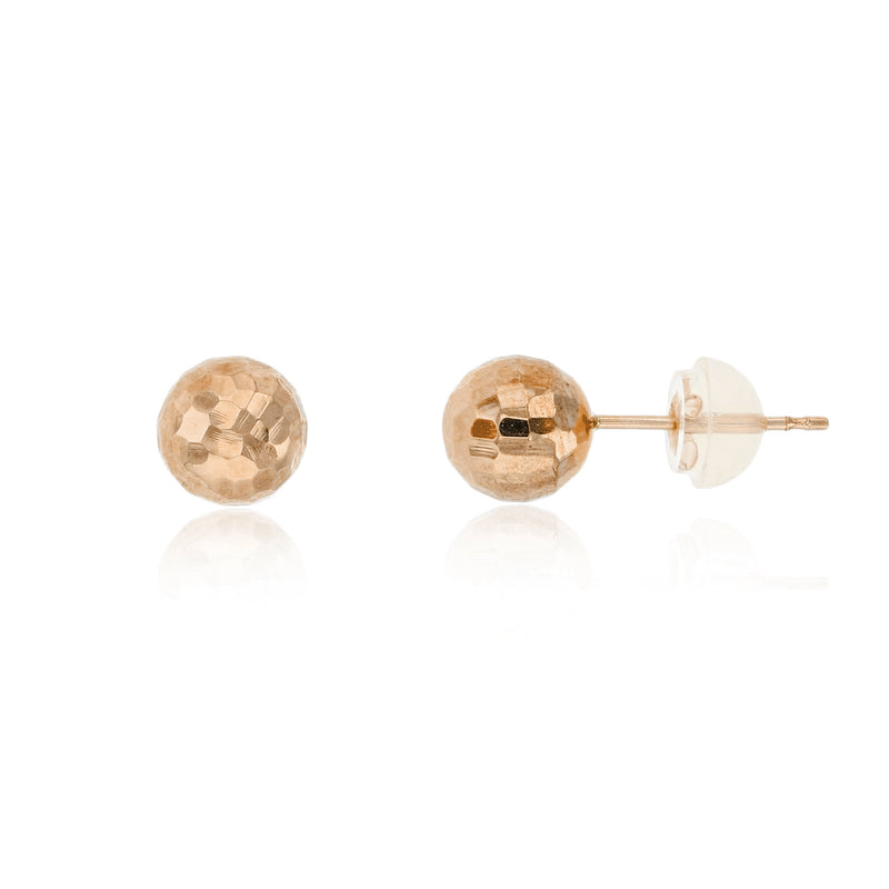 [Disco] Rose Gold Ball Stud Earrings (14K)