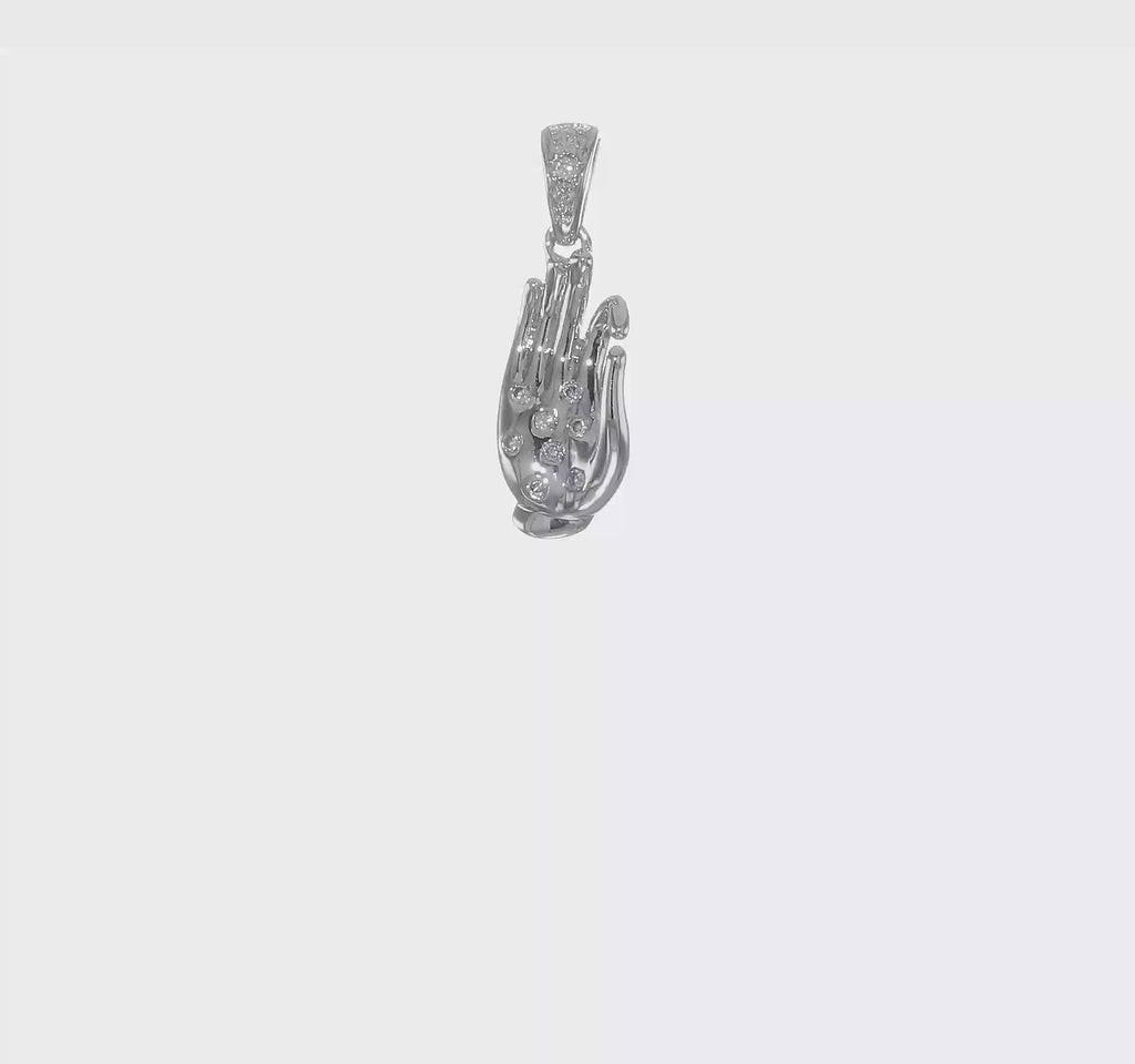 Jnana Mudra Hand Gesture Diamond Pendant (14K) 360 - Popular Jewelry - New York