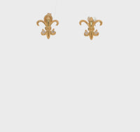 Fleur de Lis CZ Stud Earrings (14K) 360 - Popular Jewelry - New York