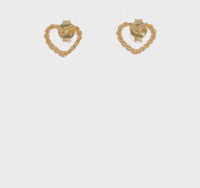 Rope Textured Outline Heart Stud Earrings (14K)