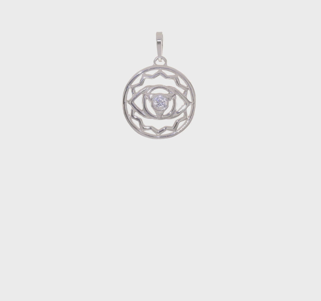 Third Eye Chakra Round Pendant (Silver) 360 - Popular Jewelry - New York