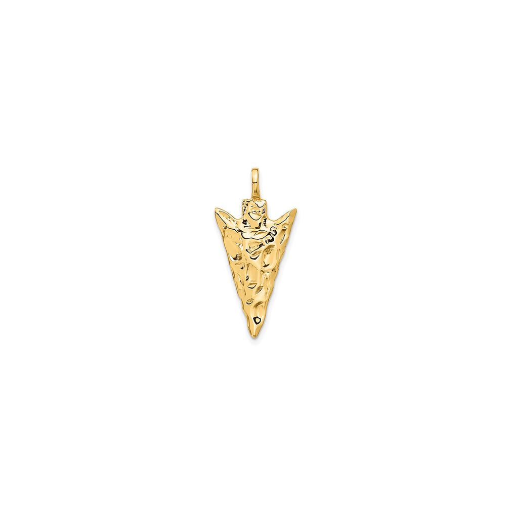 3-D Glossy Textured Reforged Arrowhead Pendant (14K)