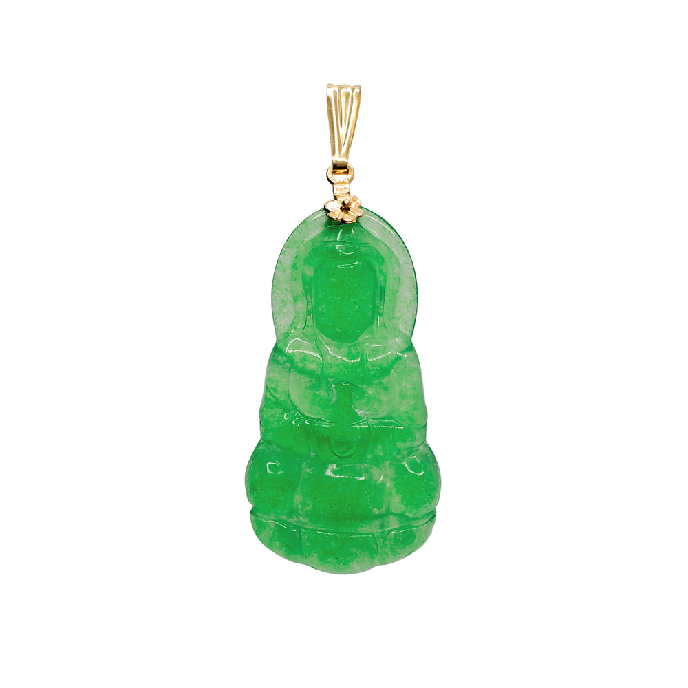 Guan Yin Goddess of Mercy Jade Pendant (14K)
