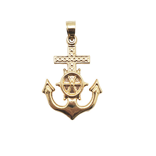Yellow Gold Anchor and Wheel Pendant (14K)