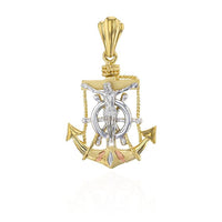 Tri-Color Anchor Jesus Pendant (14K)