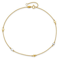 Two Tone Star Anklet Bracelet (14K)