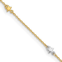 Two Tone Star Anklet Bracelet (14K)