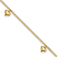 Puffy Heart Anklet Bracelet (14K).