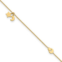 Moon and Star Anklet Bracelet (14K).