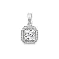 Cubic Zirconia Birth Stone Square Pendant (Silver)