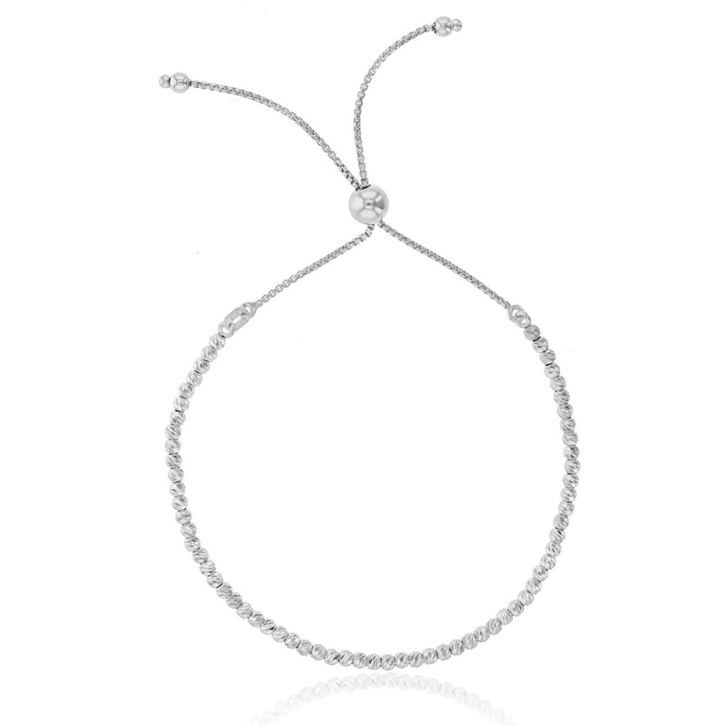 Diamond-Cuts Bead Adjustable Bracelet (Silver) Popular Jewelry New York