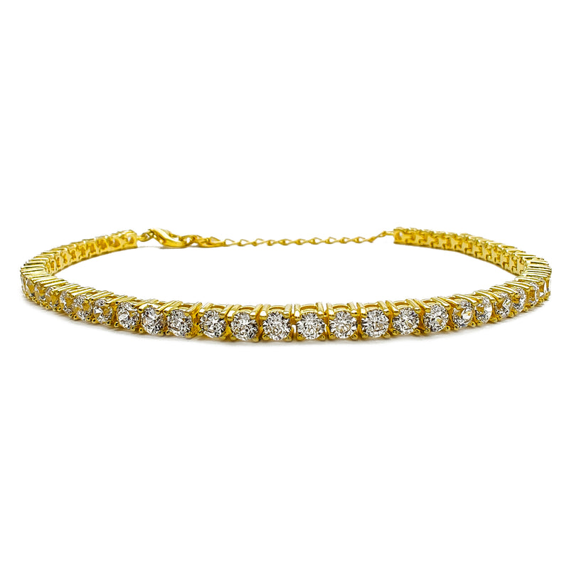 Adjustable Zirconia Tennis Bracelet (Yellow Silver) Popular Jewelry New York