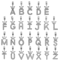 [2.2 inch] Icy Crown Initial Letter Pendant (Silver)