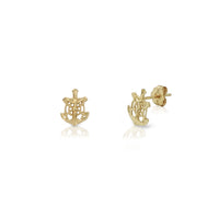 Anchor Crucifix Stud Earrings (14K) Popular Jewelry New York