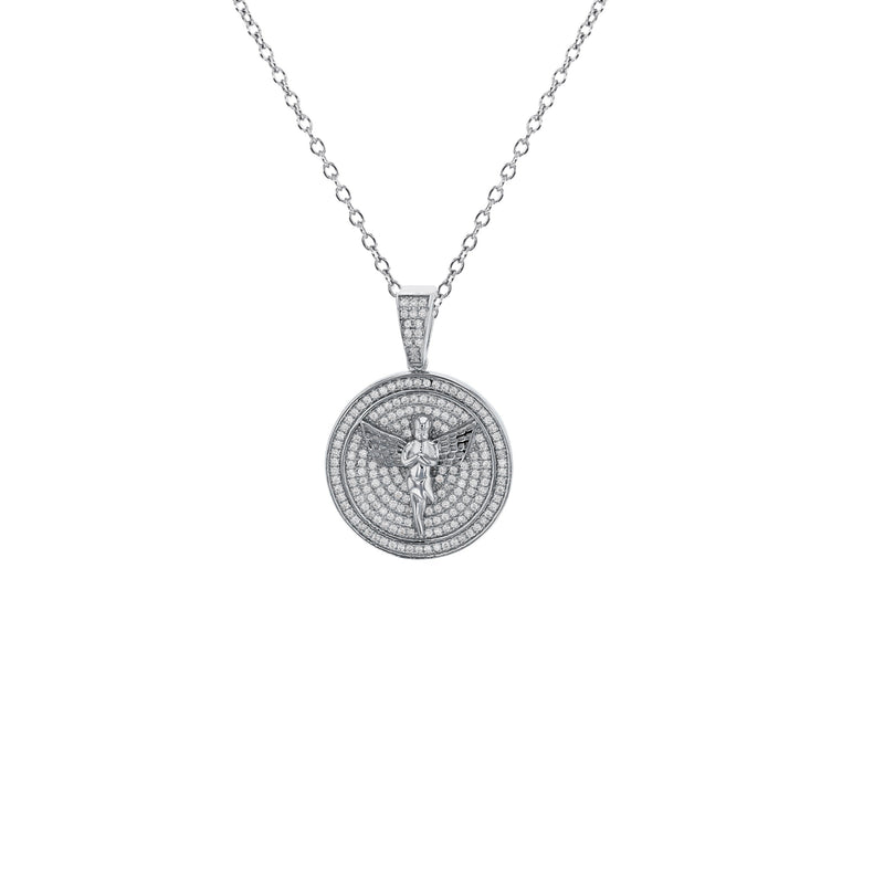 Angel In Medallion Necklace (Silver)