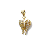 Angel Wings Cross CZ Pendant (14K) Yellow Gold, Popular Jewelry New York