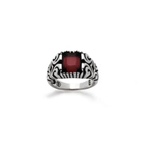 Antique-Finish Filigree Dark Red Ring (Silver) Popular Jewelry New York