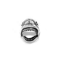 Anel de cabeza de tiburón de acabado antigo (prata) Popular Jewelry nova York
