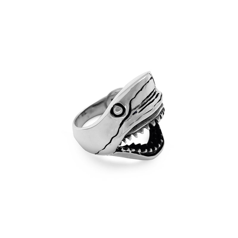 Antique-Finish Shark Head Ring (Silver) Popular Jewelry New York