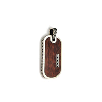 Antique-Finish Wood Dog Tag Pendant (Silver) Popular Jewelry New York