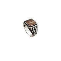 Antique Look Square Stone Set Ring (Silver)