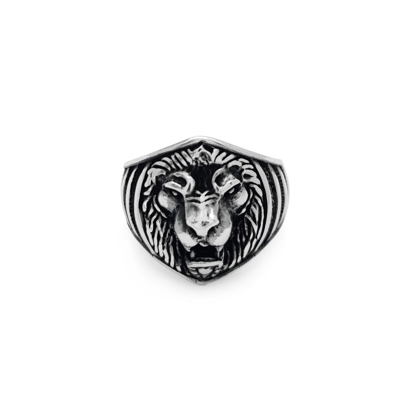 Antique Finish Lion Head Ring (Silver) Popular Jewelry New York