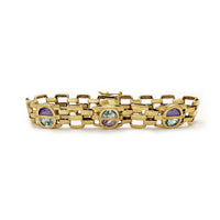 Aquamarine & Amethyst Half Moon Panther Link Bracelet (14K) Popular Jewelry New York