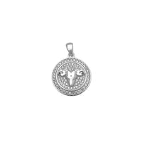 Aries Zodiac Sign Medallion Pendant (White Silver) Popular Jewelry New York