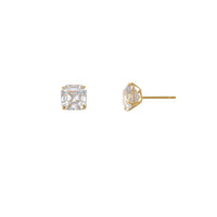 Ascher Square CZ Stud Earrings (14K)