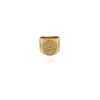 Aztec Sun Calendar Ring (14K) front - Popular Jewelry - New York