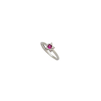 Red Stone Flower Baby-Sized Ring ( Silver)