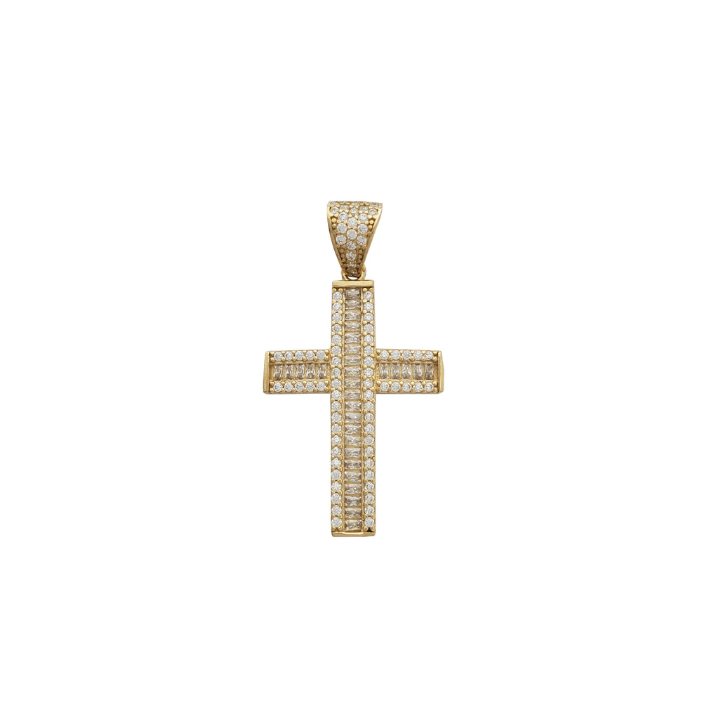 Baguette Cz Cross Pendant (14K)