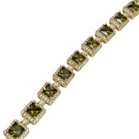 Zirconia Peridot Square Tennis Bracelet (Silver)