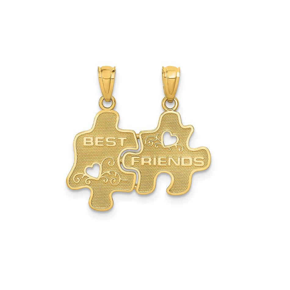 Break Apart Puzzle Pieces "Best Friends" Pendant (14K)