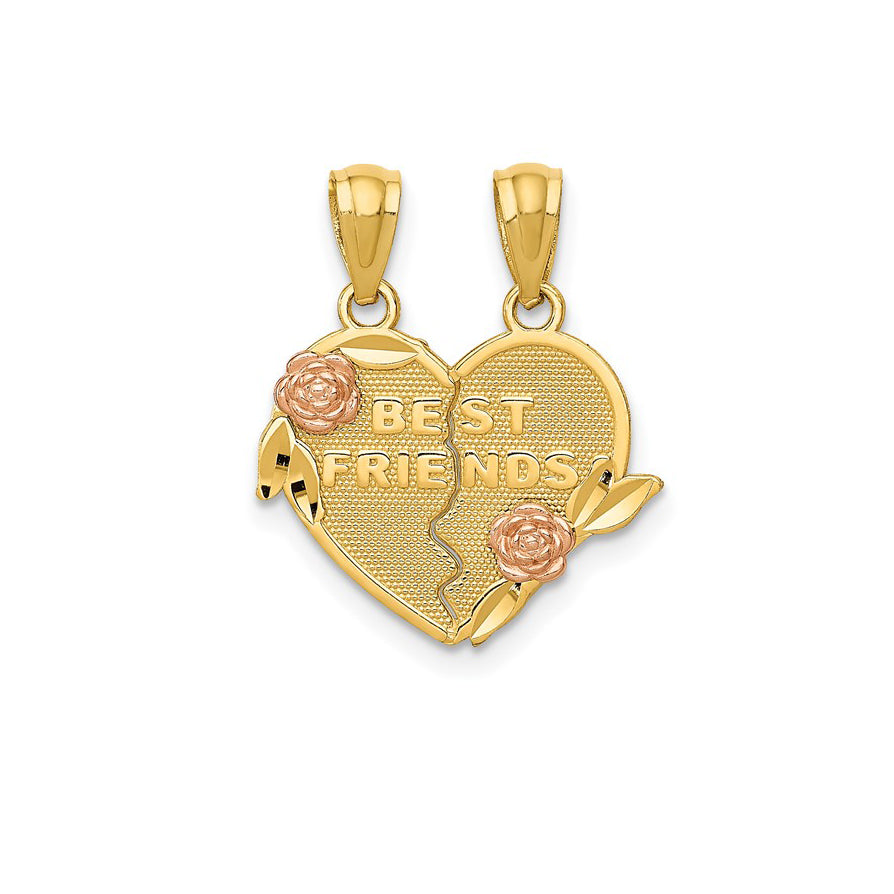 Break Apart "Best Friends" Heart Pendant (14K)