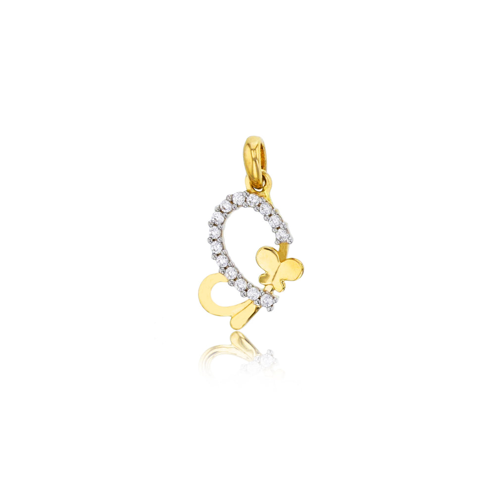 Yellow Gold CZ Butterfly Pendant (14K)