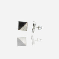 Split Monochrome Diamond Square Stud Earrings (10K)