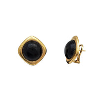Black Onyx Omega Back Earrings (14K)