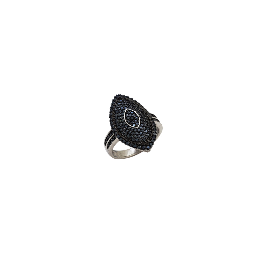 Black Onyx Cocktail Ring (Silver)