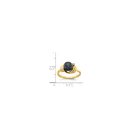 Crni slatkovodni biserni prsten (14K)