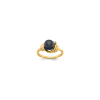 Черен пръстен с култивирана сладководна перла (14K)