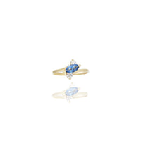 Marquise-Cut Färg Gemstone Bypass Ring (14K)