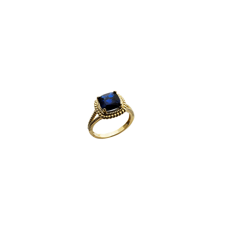 Rope Motif Blue Square Gemstone Ring (14K)