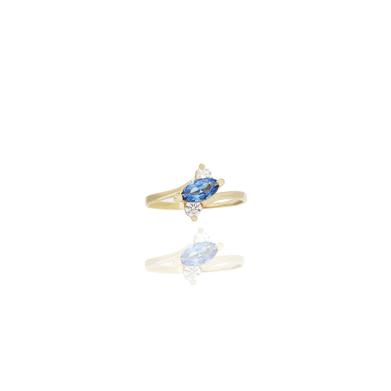 Marquise-Cut Color Gemstone Bypass Ring (14K)