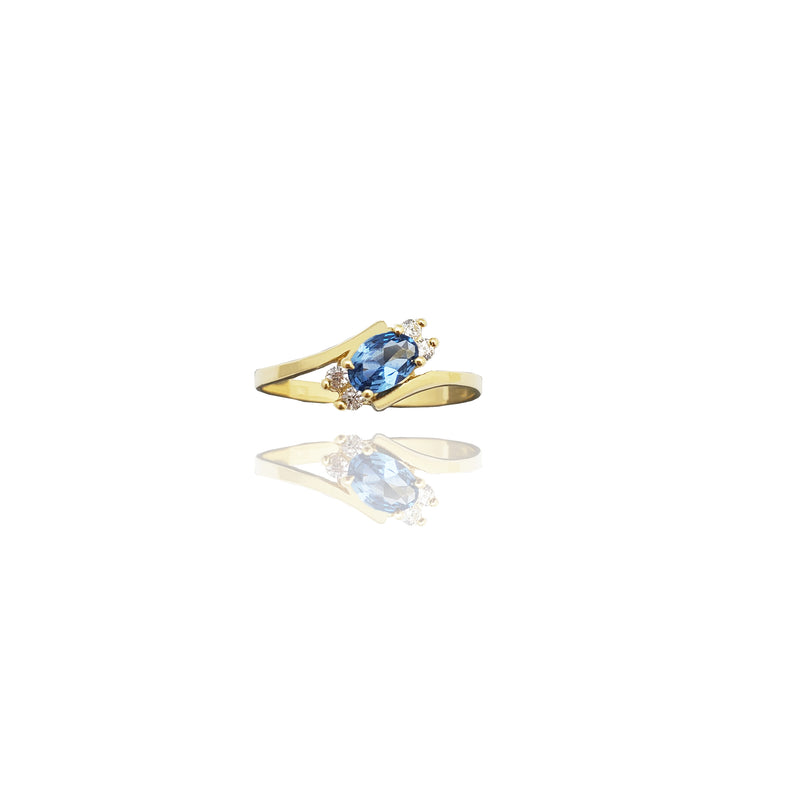 Marquise Color Gemstone Bypass Ring (14K)