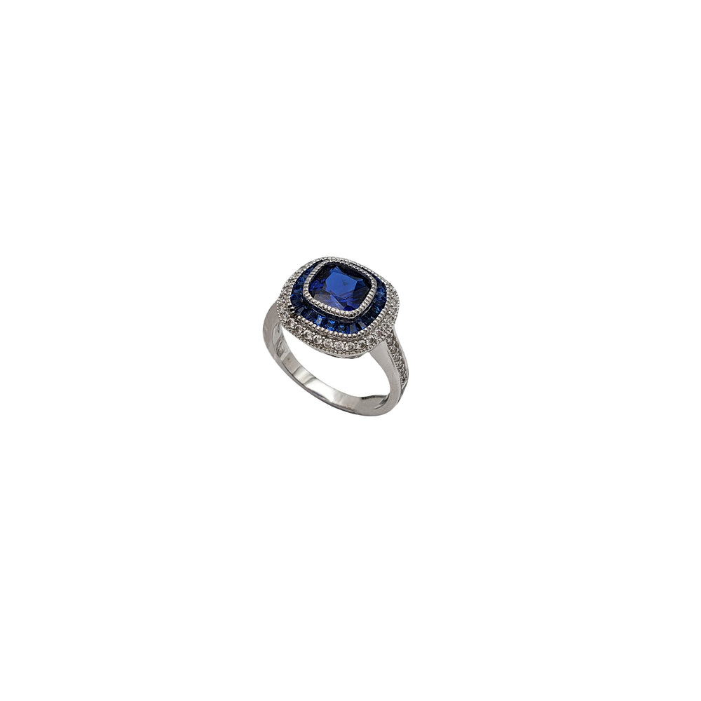 Blue September Cubic Zirconia Ring (Silver)