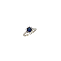 Blue Stone Flower Baby-Sized Ring (Zilver)