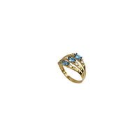 3-Row Pleated Blue Oval Stone Ring (14K)